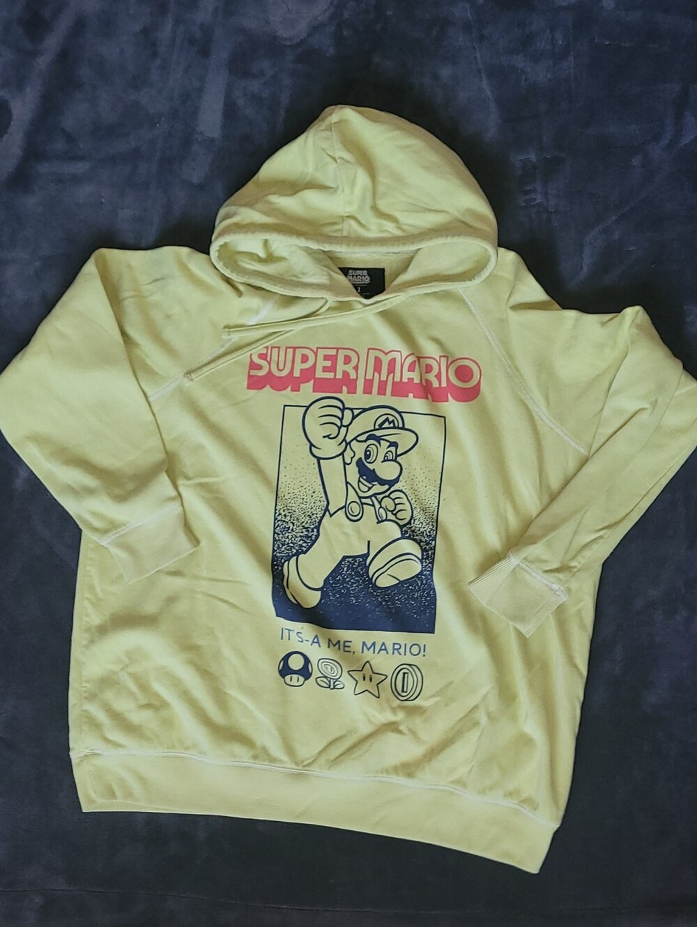 It's-a ME, MARIO! Nintendo Super Mario Yellow Graphic Hoodie, pullover Size 2x
